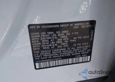2025 Volkswagen Id.4 Pro from USA, damaged, VIN 1V2CRPE86SC016374